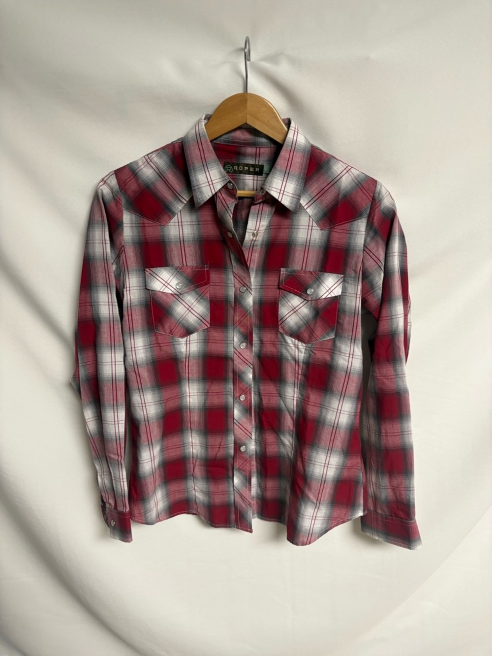 Roper Red and White Plaid Western Button-Down Shirt